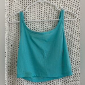 Colsie Teal Ribbed Crop Tank Top